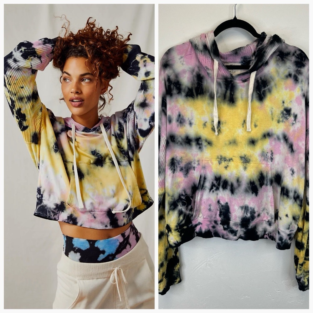 Electric Rose Free People Tie Dye Hoodie Size M Pullover Sweatshirt Boho Hippie